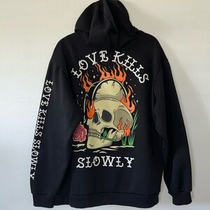 R GSTR Men’s LOVE KILLS SLOWLY Hoodie Sweatshirt Size XL